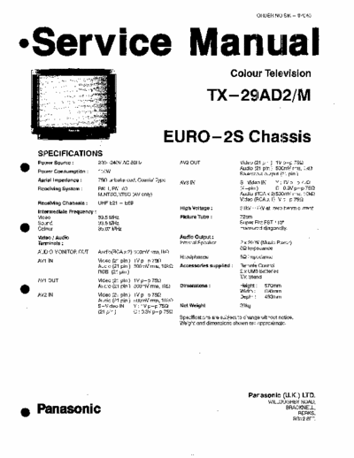 Panasonic TX-29 AD2/M Shematic diagram of Panasonic TX-29AD2/M